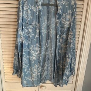 Blue Floral Button-Up Shirt